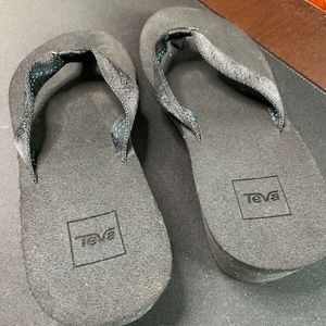 Teva Voya Wedge - Women's Flip Flops - Black on Black